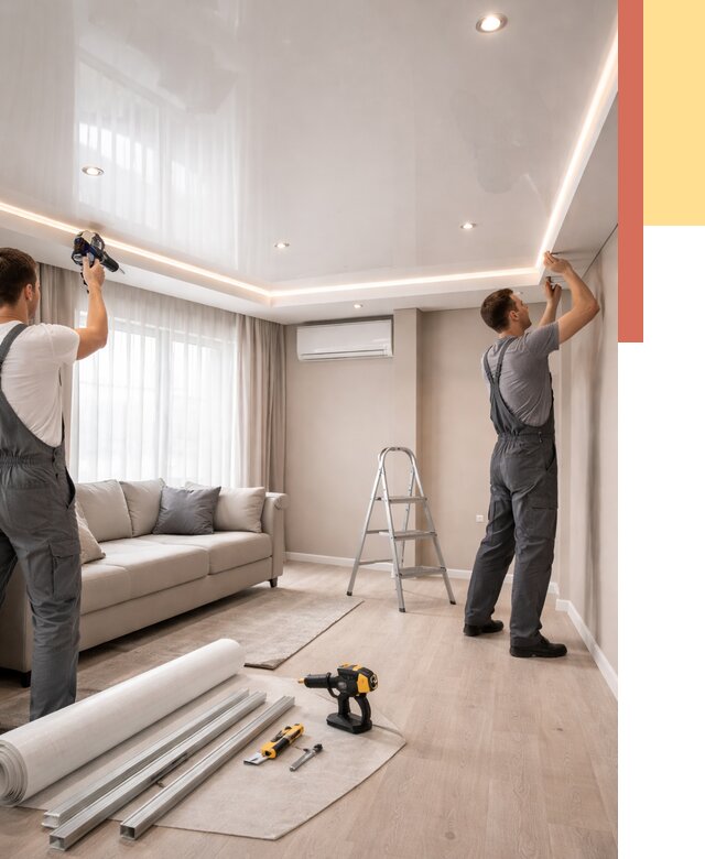 Монтаж глянцевого натяжного потолка в Павлово от 760 руб. под ключ | ОТДЕЛОЧНИК-Пвв