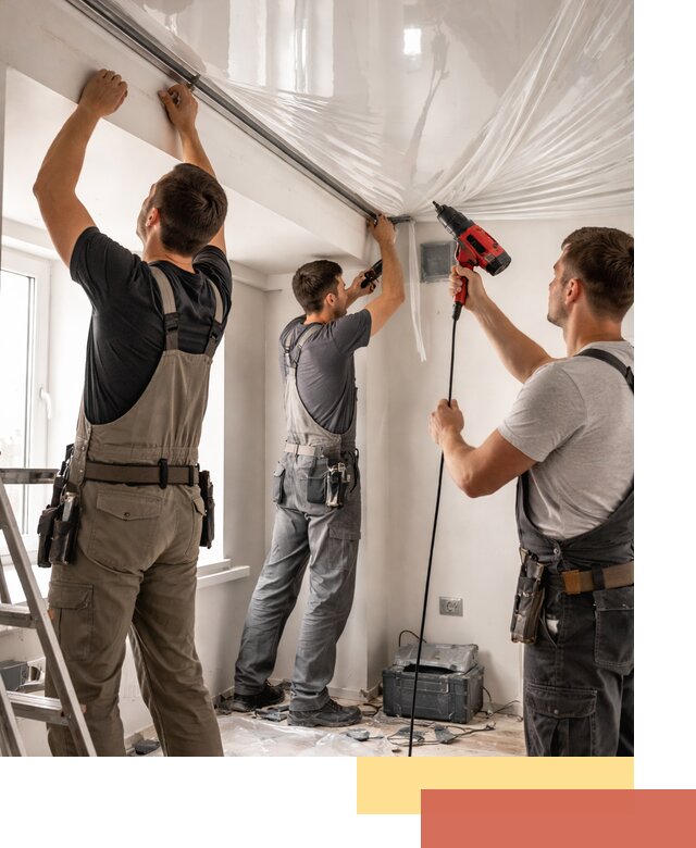 Монтаж глянцевого натяжного потолка в Павлово быстро и качественно