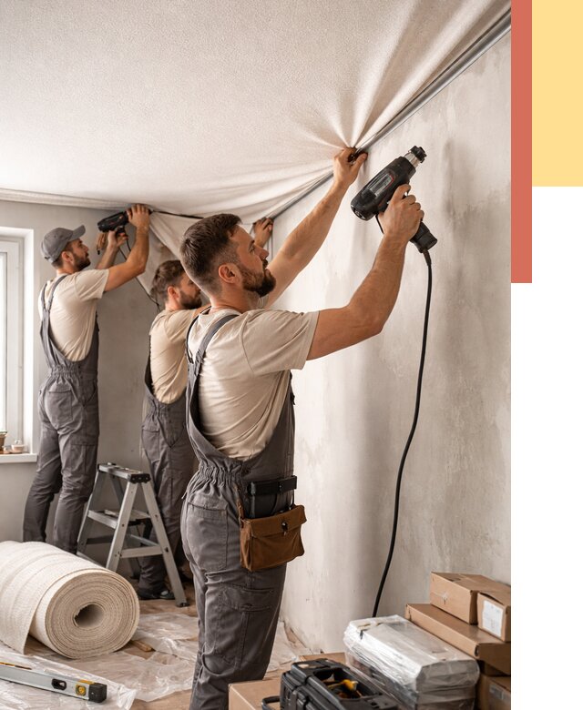 Монтаж фактурного натяжного потолка в Павлово от 760 руб. — ОТДЕЛОЧНИК-Пвв