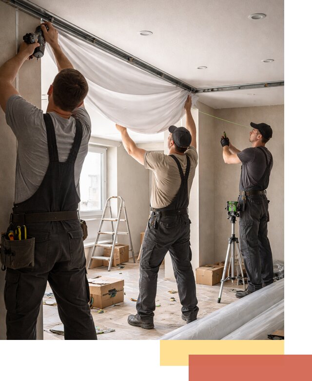 Монтаж парящего натяжного потолка под ключ в Павлово