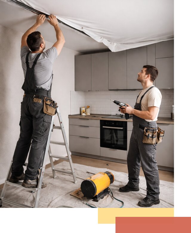 Монтаж натяжного потолка на кухне в Павлово