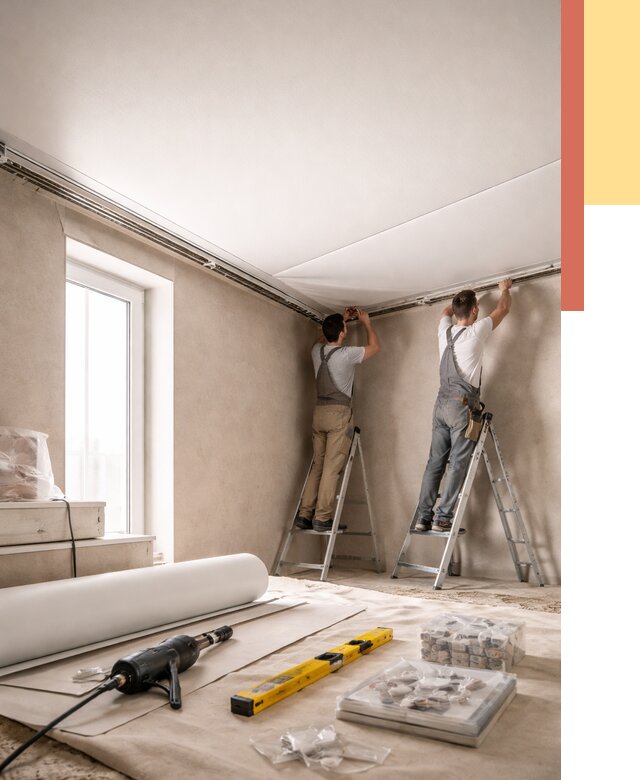 Монтаж натяжного потолка в спальне в Павлово от 3852 руб. под ключ | ОТДЕЛОЧНИК-Пвв