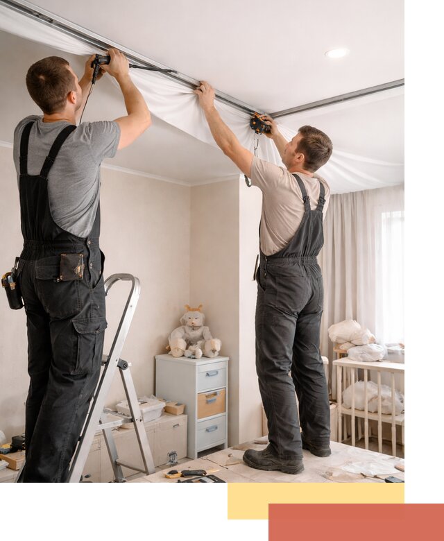 Монтаж натяжного потолка в детской комнате в Павлово