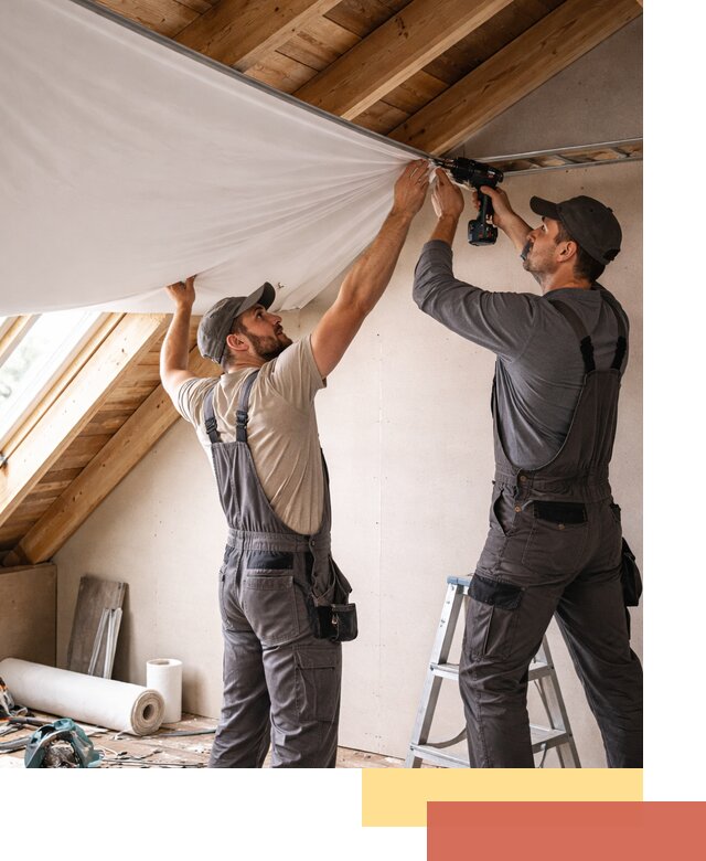 Монтаж натяжного потолка в мансарде в Павлово