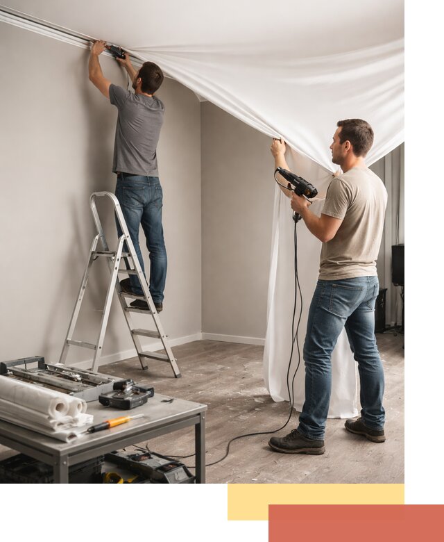 Монтаж натяжного потолка в студии в Павлово