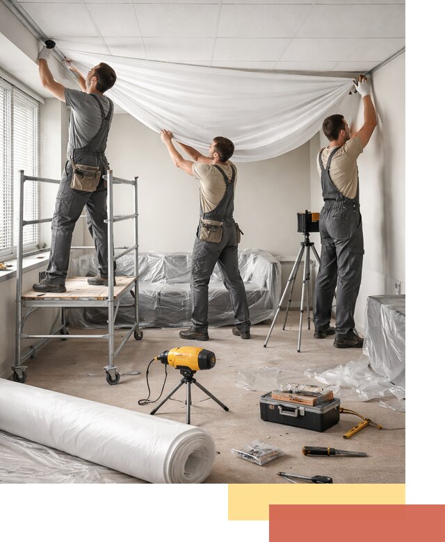 Монтаж натяжного потолка в офисе в Павлово