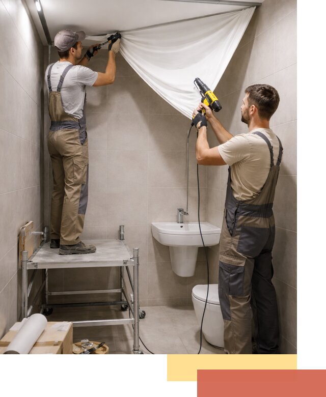 Монтаж натяжного потолка в санузле в Павлово