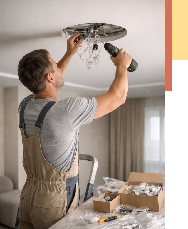 Установка люстры в натяжной потолок в Павлово от 1216 руб. | Быстро и недорого — ОТДЕЛОЧНИК-Пвв