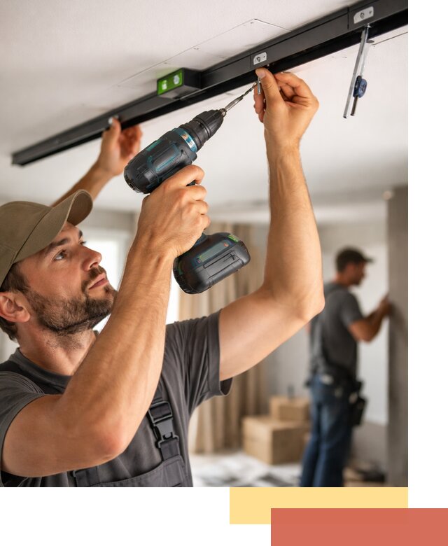 Установка трековых светильников в натяжной потолок в Павлово