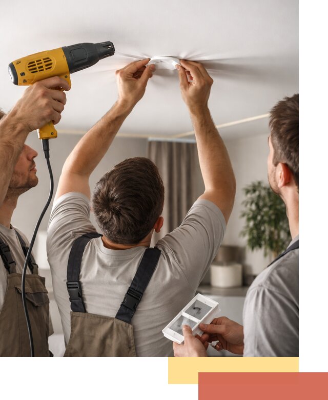 Ремонт прокола полотна натяжного потолка в Павлово