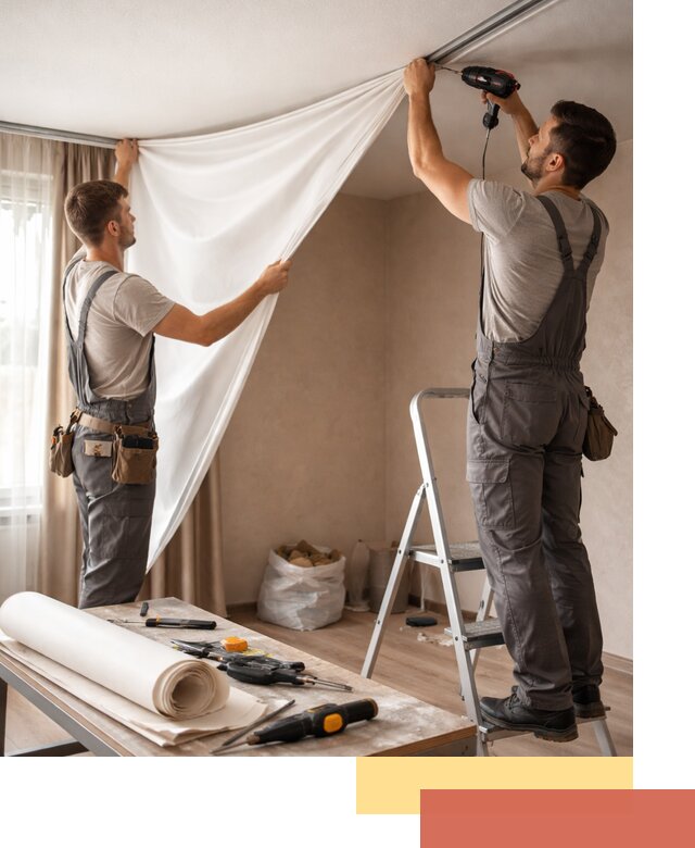 Замена полотна натяжного потолка в Павлово быстро и качественно