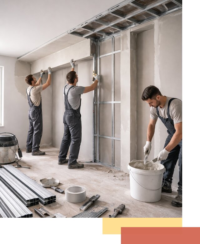 Монтаж потолка из гипсокартона с нишей в Павлово