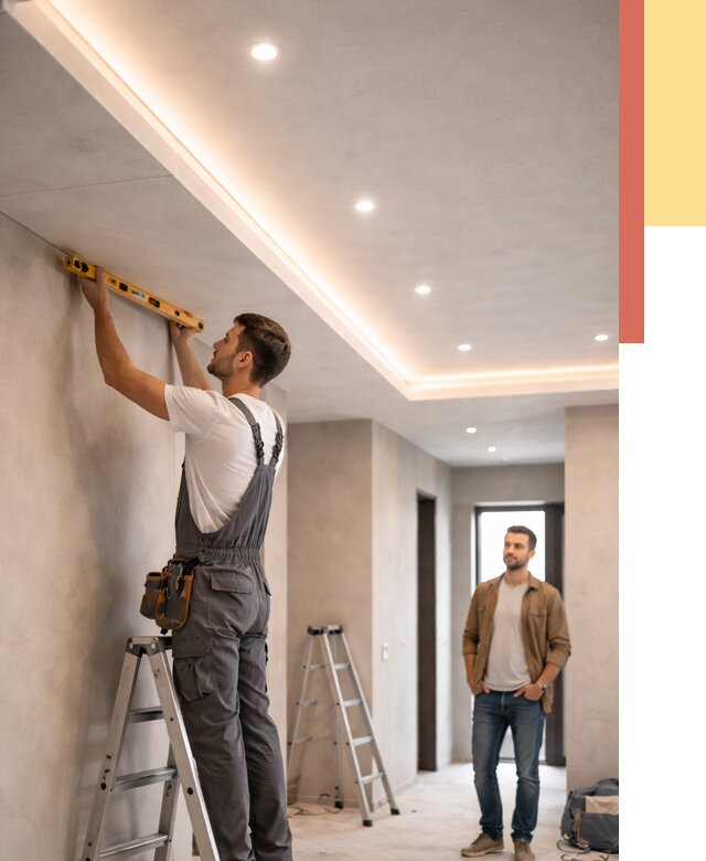 Потолок из гипсокартона с подсветкой в Павлово от 760 руб./м2 под ключ | ОТДЕЛОЧНИК-Пвв