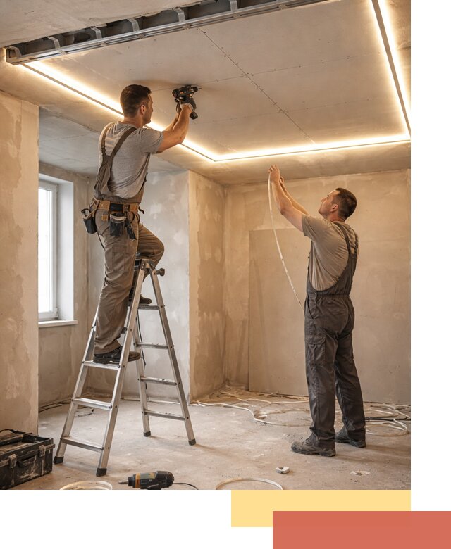 Потолок из гипсокартона с подсветкой в Павлово