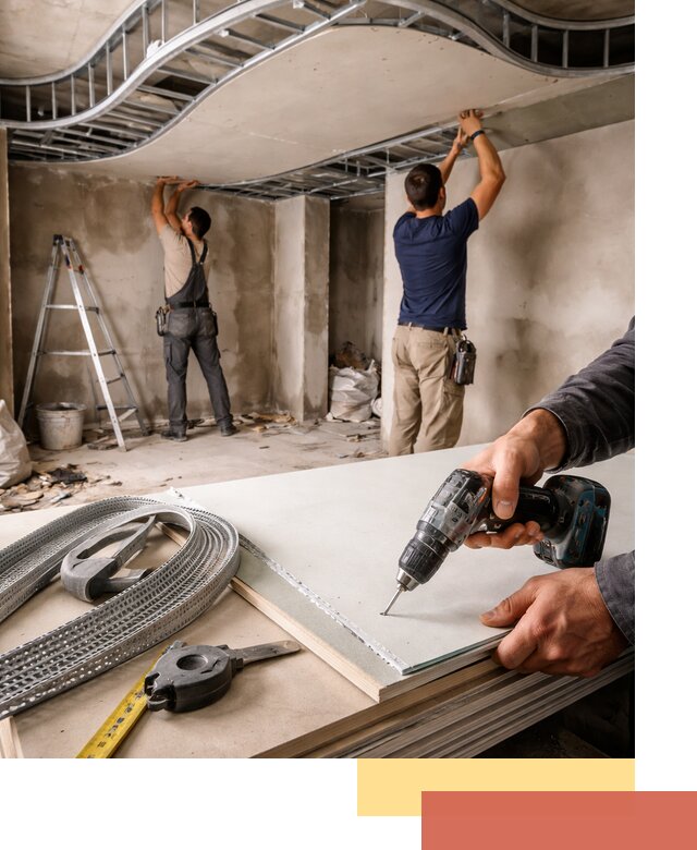 Криволинейный потолок из гипсокартона в Павлово — монтаж и отделка