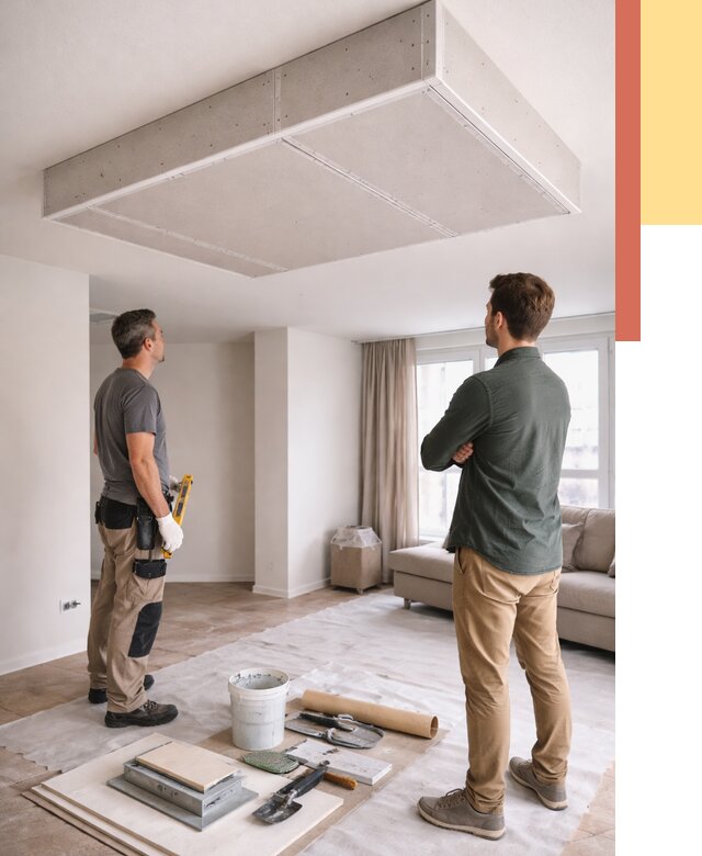 Короб на потолке из гипсокартона в Павлово от 2230 руб. — монтаж и услуги под ключ | ОТДЕЛОЧНИК-Пвв