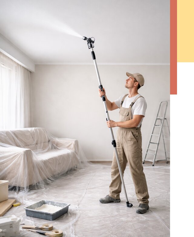 Покраска потолка краскопультом в Павлово от 4562 руб. быстро и недорого | ОТДЕЛОЧНИК-Пвв