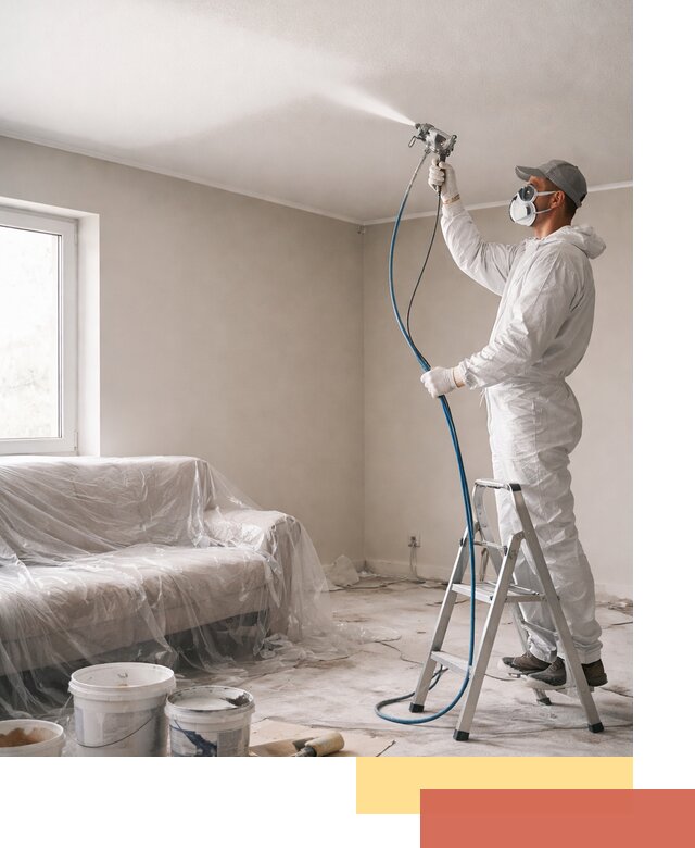 Покраска потолка краскопультом в Павлово быстро и качественно