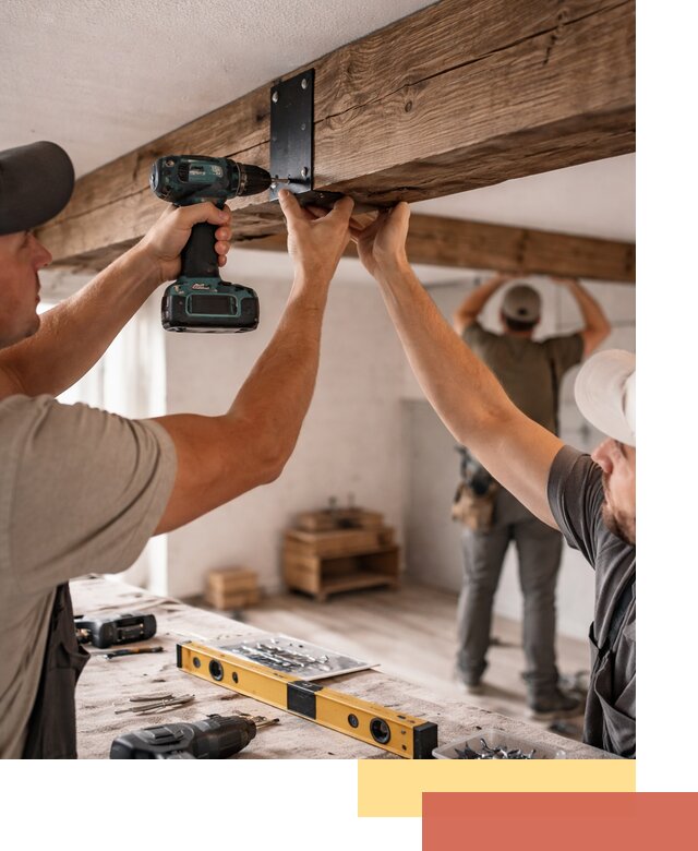 Монтаж декоративных потолочных балок в Павлово